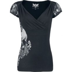 T-shirty damskie: Black Premium by EMP Rose Skull Lace V-Neck Koszulka damska czarny