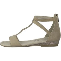 Tamaris Sandały Damskie 36 Beżowy. Brązowe sandały damskie marki Tamaris, bez wzorów, z materiału, eleganckie, na wysokim obcasie, bez zapięcia. W wyprzedaży za 197,00 zł.