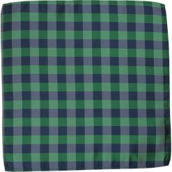 Elegancka, Męska Poszetka - ALTIES - Krata POSZALTTANIA0103. Niebieskie poszetki męskie Alties, bez wzorów, z materiału, eleganckie. Za 16,90 zł.