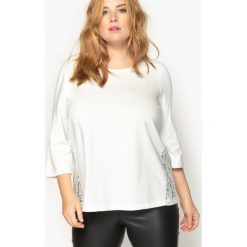 Bluza z ozdobnym tyłem i rękawem 3/4. Szare bluzy damskie marki CASTALUNA, z bawełny. Za 136,46 zł.