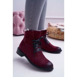 Botki Damskie Płaski Obcas Workery Bordowe Teref. Czerwone botki damskie Tagless, z nubiku, klasyczne. Za 139,00 zł.
