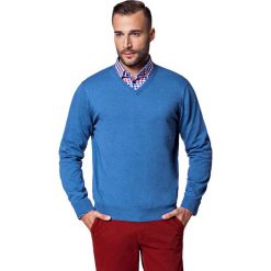 Sweter Robin Niebieski. Niebieskie swetry męskie LANCERTO, na wiosnę, s, bez wzorów, z bawełny, klasyczne. W wyprzedaży za 149,90 zł.