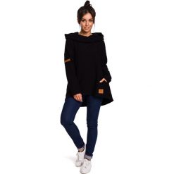 Bluza damska z kapturem czarna - 2xl. Czarne bluzy damskie e-margeritka.pl, s, bez wzorów, z bawełny, z długim rękawem, długie, z kapturem. Za 154,99 zł.