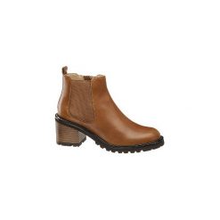 Brązowe botki damskie 5th Avenue na masywnym obcasie. Pomarańczowe botki damskie ze skóry, bez obcasa, na obcasie, na zamek. Za 239,90 zł.