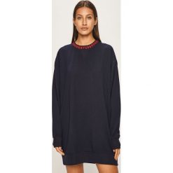 Dkny - Sukienka. Niebieskie sukienki damskie DKNY, na co dzień, s, bez wzorów, z elastanu, casualowe, z okrągłym kołnierzem, z długim rękawem, długie, mini, proste. W wyprzedaży za 299,90 zł.