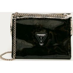 Guess Jeans - Torebka. Listonoszki damskie Guess Jeans, w paski, z bawełny, na ramię, bez dodatków. Za 499,90 zł.
