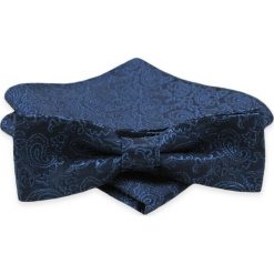 Granatowa Męska Mucha - ALTIES - Orientalna, Paisley, Charbowy Wzór MUALTS0311. Niebieskie muszki męskie Alties, na imprezę, w paski, eleganckie. Za 40,00 zł.