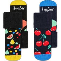 Happy Socks - Skarpetki dziecięce (2-pak). Niebieskie skarpetki dziewczęce marki Happy Socks, bez wzorów, z elastanu. Za 39,90 zł.