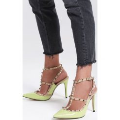 Limonkowe Szpilki Blue Pearl. Niebieskie szpilki Renee, bez wzorów, bez obcasa, na szpilce, bez zapięcia. W wyprzedaży za 64,99 zł.