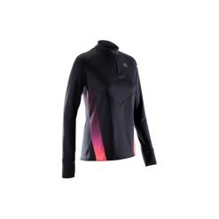 Bluza KIPRUN WARM LIGHT. Czarne bluzy rozpinane damskie KALENJI, z długim rękawem, długie. Za 99,99 zł.