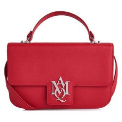 Torebki klasyczne damskie: Skórzana torebka w kolorze czerwonym – (S)30 x (W)18 x (G)8 cm