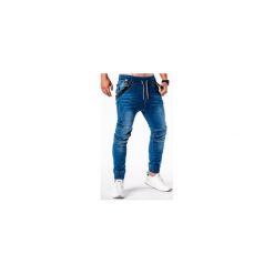 Joggery męskie: SPODNIE MĘSKIE JEANSOWE JOGGERY P448 – NIEBIESKIE
