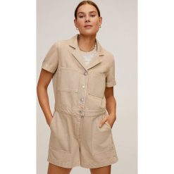 Mango - Kombinezon jeansowy Marta. Kombinezony damskie Mango, na co dzień, s, bez wzorów, z bawełny, casualowe, bez kołnierzyka, z krótkim rękawem, krótkie. Za 139,90 zł.