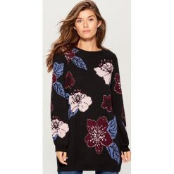 Żakardowy sweter w kwiaty retro - Czarny. Czarne bez kategorii Mohito, s, z żakardem. Za 179,99 zł.