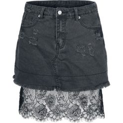 Fashion Victim Jeansrock mit Spitze Spódnica Mini czarny. Czarne minispódniczki Fashion Victim, m, w koronkowe wzory, z jeansu. Za 79,90 zł.