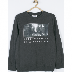 Bluza. Szare bluzy chłopięce rozpinane marki TRAVELLER, z aplikacjami, z bawełny, z długim rękawem, długie. Za 54,90 zł.
