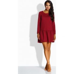 L218 Elegancka sukienka z kokardą bordo bordowy. Czerwone sukienki damskie Tagless, m, bez wzorów, z elastanu, eleganckie, z okrągłym kołnierzem, z długim rękawem, długie, maxi. Za 95,90 zł.