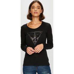 Guess Jeans - Bluzka. Białe koszule damskie marki Guess Jeans, s, z nadrukiem, z bawełny, z okrągłym kołnierzem, bez rękawów. W wyprzedaży za 159,90 zł.