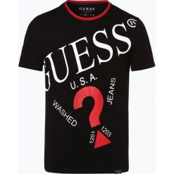 Guess Jeans - T-shirt męski, czarny. Czarne t-shirty męskie Guess Jeans, s, z aplikacjami, z jeansu, bez kołnierzyka. Za 139,95 zł.