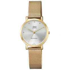 Zegarek Q&Q Damski QA21-001 Fashion Mesh Cyrkonie złoty. Żółte zegarki damskie Q&Q, złote. Za 125,00 zł.