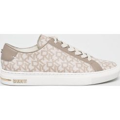 Dkny - Buty. Brązowe buty sportowe damskie DKNY, bez wzorów, z materiału, sportowe. W wyprzedaży za 379,90 zł.