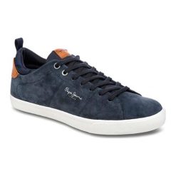 Skórzane sneakersy w kolorze granatowym. Niebieskie trampki męskie Diadora, Pepe Jeans, na sznurówki. W wyprzedaży za 189,95 zł.