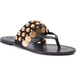 Japonki TORY BURCH - Patos Coin Thong Sandal 53692 Perfect Black/Perfect Black 004. Czarne klapki damskie Tory Burch, bez wzorów, ze skóry, bez obcasa, na obcasie. W wyprzedaży za 979,00 zł.
