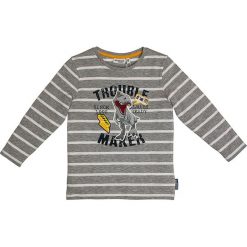 Koszulka "Trouble" w kolorze szaro-białym. Szare t-shirty chłopięce Salt and Pepper, w paski, z bawełny, z długim rękawem. W wyprzedaży za 37,95 zł.