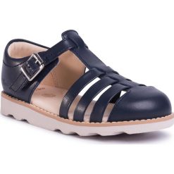 Sandały CLARKS - Crown Stem K 261503077 Navy Leather. Niebieskie sandały dziewczęce Clarks, ze skóry ekologicznej, bez zapięcia. Za 239,00 zł.