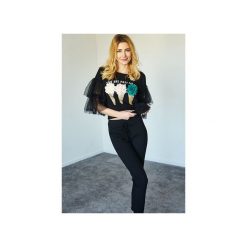 Bluza Ice Creams. Czarne bluzy damskie marki Kelly couronne, s, z aplikacjami, z elastanu, bez rękawów, bez kaptura. Za 149,00 zł.