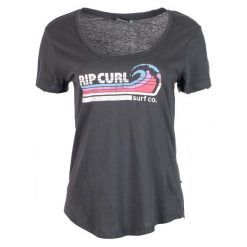 Rip Curl T-Shirt Damski Surf Co L Ciemnoszary. Szare koszulki damskie Rip Curl, l, bez wzorów, bez kołnierzyka, bez rękawów. W wyprzedaży za 88,00 zł.