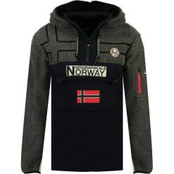 Bluza polarowa "Riakolo" w kolorze szaro-czarnym. Szare bluzy męskie xl, z aplikacjami, z polaru, z kapturem. W wyprzedaży za 159,95 zł.