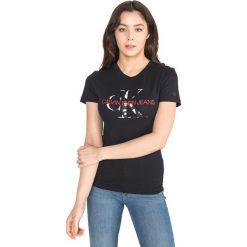 Calvin Klein Koszulka Czarny. Czarne koszulki damskie Calvin Klein, xs, z nadrukiem, z bawełny, bez kołnierzyka. Za 152,95 zł.