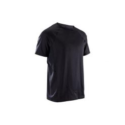 Koszulka fitness krótki rękaw FTS 500 męska. Czarne koszulki sportowe męskie marki DOMYOS, xl, z elastanu, z krótkim rękawem, na fitness i siłownię. Za 49,99 zł.