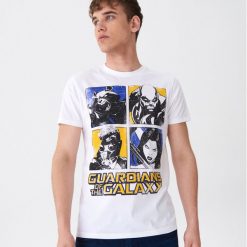 Koszulka Guardians of the Galaxy - Biały. Białe koszulki męskie House, s, bez wzorów, bez kołnierzyka, bez rękawów. Za 49,99 zł.