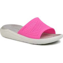Klapki CROCS - Literide Slide 205183 Electric Pink/Almost White. Różowe klapki damskie Crocs, bez wzorów, z tworzywa sztucznego, bez obcasa. Za 179,00 zł.