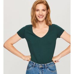 T-shirt z bawełny organicznej - Turkusowy. Niebieskie t-shirty damskie Reserved, s, bez wzorów, z bawełny, bez kołnierzyka. Za 39,99 zł.
