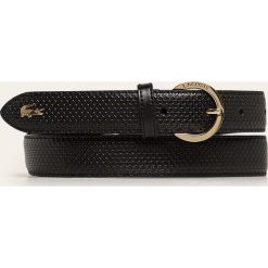 Lacoste - Pasek skórzany. Czarne paski damskie Lacoste, w paski, ze skóry. W wyprzedaży za 259,90 zł.