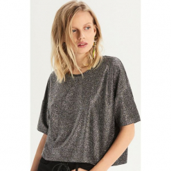 Błyszczący t-shirt oversize - Srebrny. Szare t-shirty damskie Sinsay, l. Za 39,99 zł.