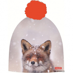 Czapka Magic Fun FOX. Szare czapki zimowe damskie marki Pakamera, z nadrukiem, z dzianiny. Za 79,00 zł.