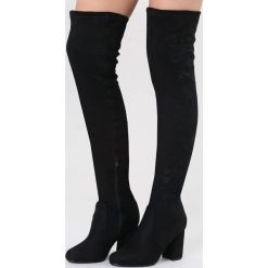 Czarne Kozaki Autumn Time. Czarne buty zimowe damskie other, z materiału, na wysokim obcasie, na obcasie. Za 159,99 zł.