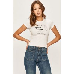 Polo Ralph Lauren - T-shirt. Białe bluzki damskie Polo Ralph Lauren, s, z nadrukiem, z bawełny, z okrągłym kołnierzem, z krótkim rękawem. Za 319,90 zł.