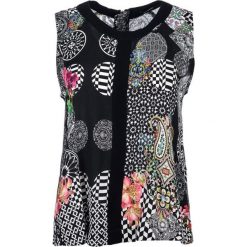 Desigual top damski M czarny. Czarne bluzki damskie Desigual, m, bez wzorów, z okrągłym kołnierzem, bez rękawów. W wyprzedaży za 221,00 zł.