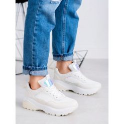DAMSKIE BUTY SPORTOWE. Białe buty sportowe damskie SHELOVET, bez wzorów, sportowe. Za 58,90 zł.