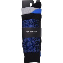 Skarpetki męskie 3 pack. Czarne skarpetki męskie Top Secret, bez wzorów, z dzianiny. W wyprzedaży za 24,99 zł.