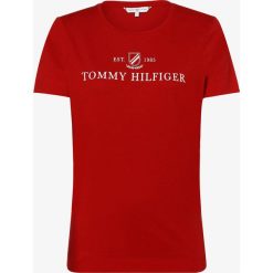 Tommy Hilfiger - T-shirt damski, czerwony. Czerwone t-shirty damskie TOMMY HILFIGER, s, z nadrukiem, z bawełny, bez kołnierzyka. Za 99,95 zł.