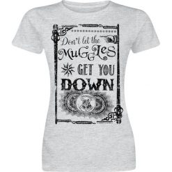 Harry Potter Muggles Koszulka damska odcienie szarego. Szare bluzki asymetryczne Harry Potter, s, z nadrukiem, z okrągłym kołnierzem. Za 74,90 zł.