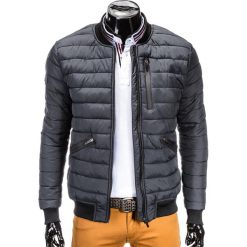 KURTKA MĘSKA PRZEJŚCIOWA PIKOWANA BOMBERKA C321 - SZARA. Szare kurtki męskie bomber marki Ombre Clothing, m, z nylonu. Za 99,00 zł.