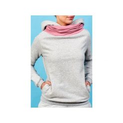 Bluza z kominem i kapturem róż. Czarne bluzy damskie Awu, s, z haftami, z dzianiny, bez rękawów. Za 219,00 zł.