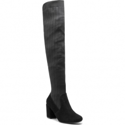Muszkieterki KAZAR - Kelyn 34865-14-00 Black. Czarne kozaki damskie Kazar, ze skóry, przed kolano, na wysokim obcasie, bez zapięcia. W wyprzedaży za 549,00 zł.